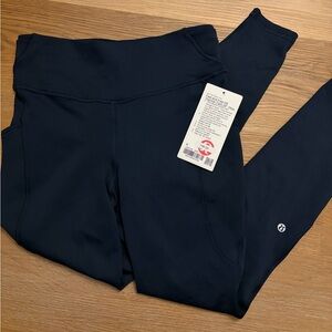 Navy Lululemon Fast and Free HR Thermal Tight 28” With Pockets